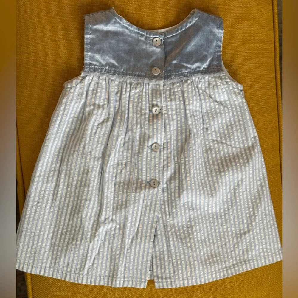 Baby Graziella Striped Blue and‎ White  baby Dress size 1 made in Italy